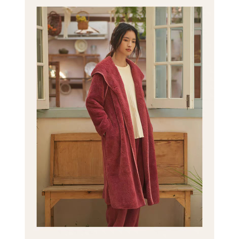 朵朵可可·252-172睡衣女秋冬珊瑚绒系带家居服睡袍