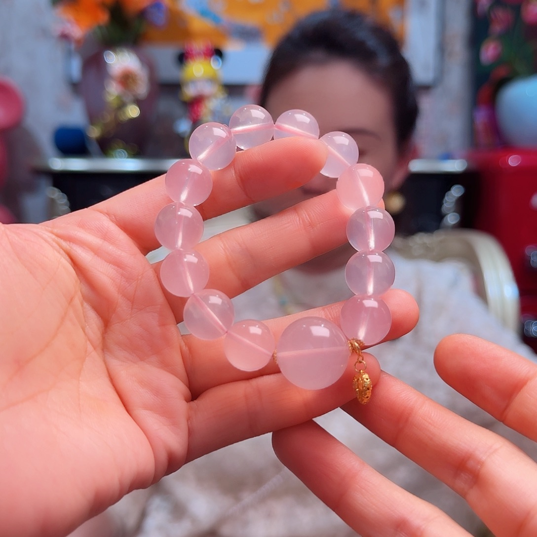 水晶手串18K金镶嵌手串