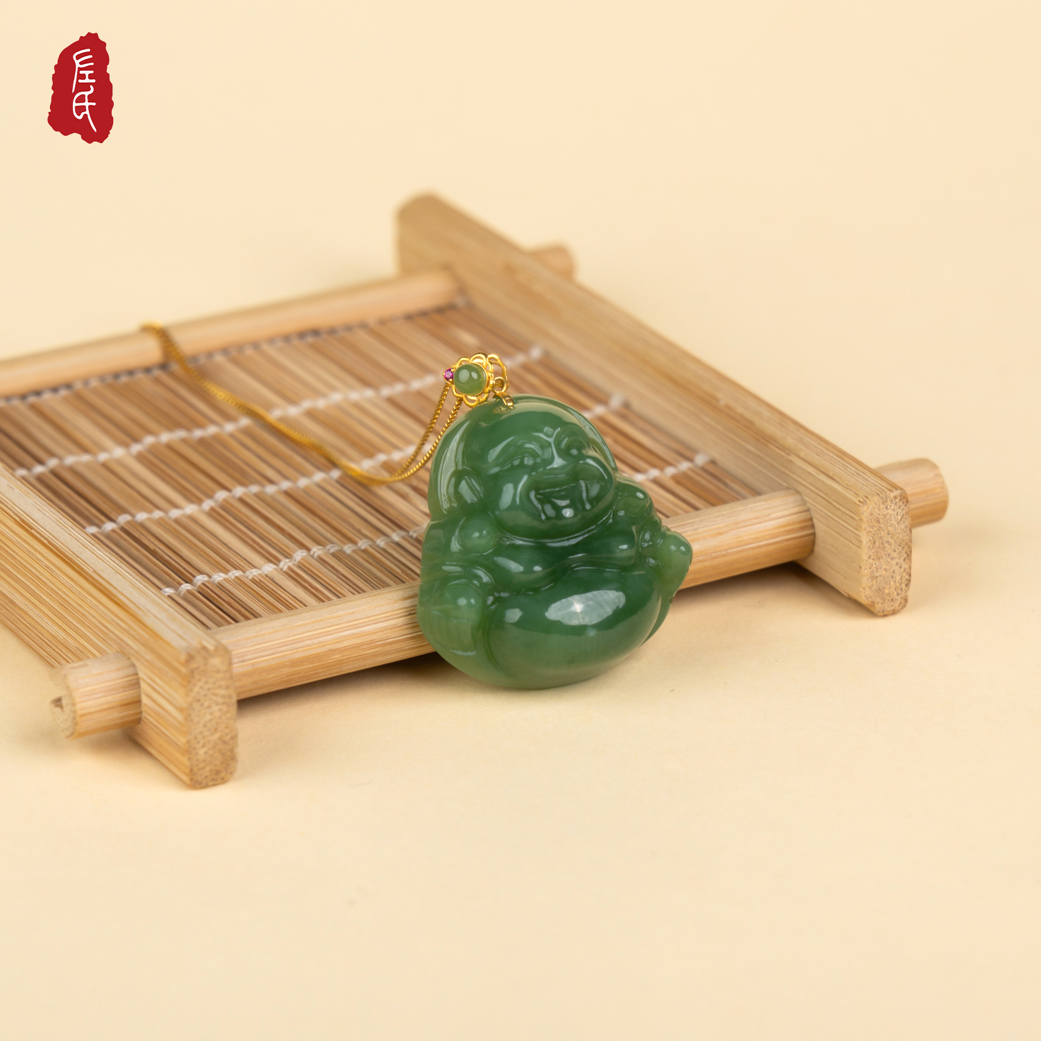 【左氏珠宝】18K金和田玉佛公吊坠轻奢气质雕刻精雕3248