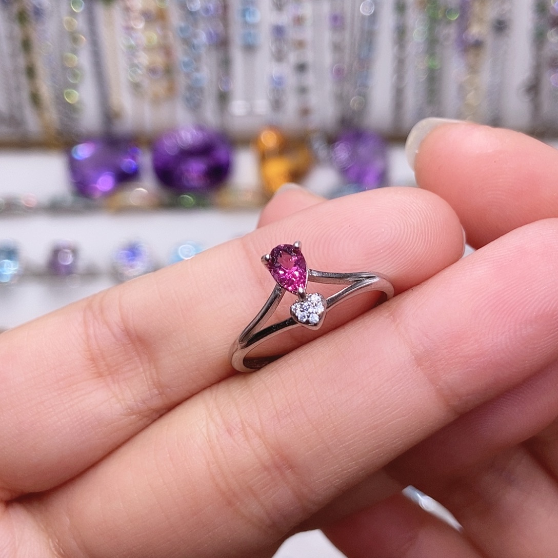 碧玺戒指银S925镶嵌