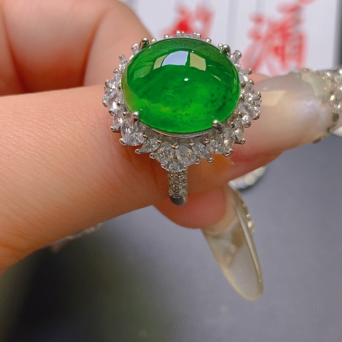 翡翠耳饰银S925镶嵌天然翡翠