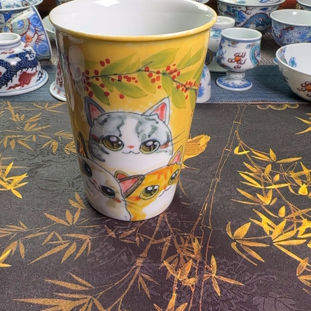 瓷片安*猫咪可乐杯一件
