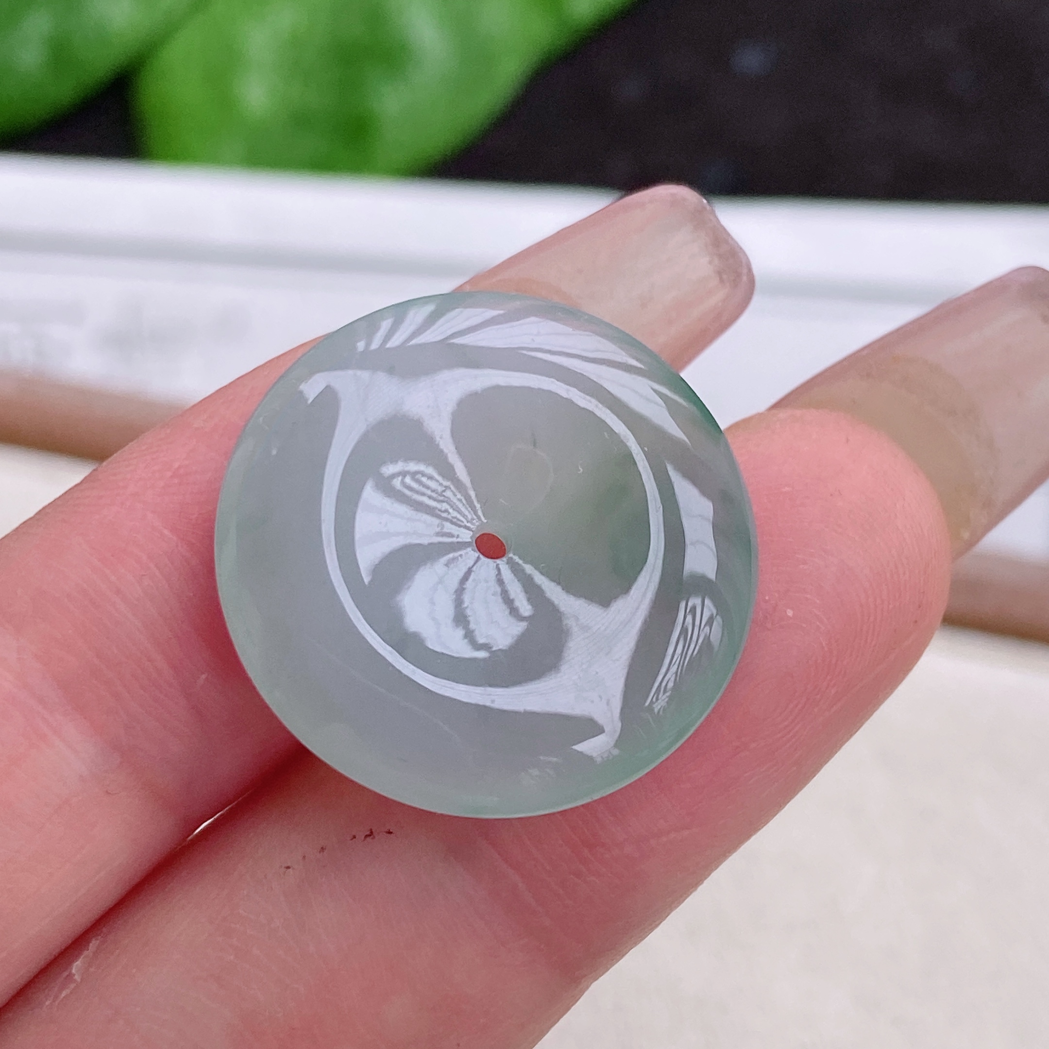 天然翡翠A货冰糯种水润飘花平安扣
