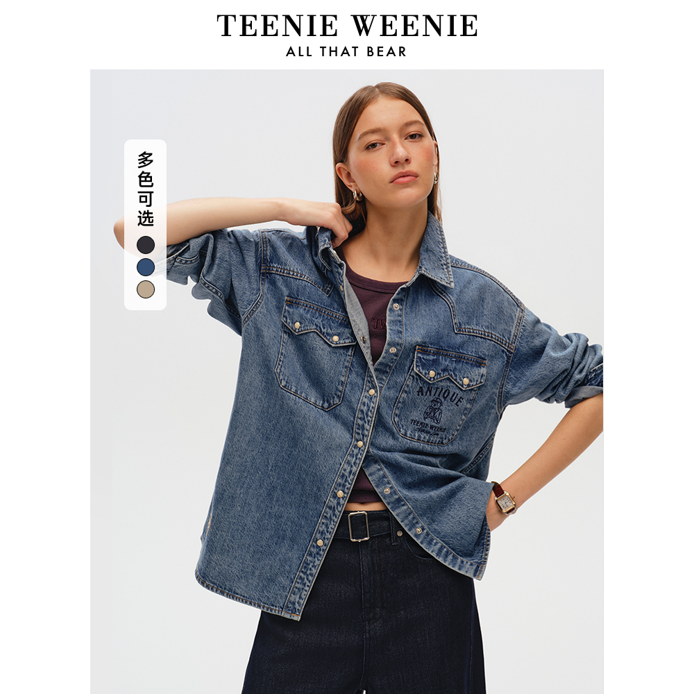 TeenieWeenie小熊女衬衫2025春新款宽松设计感上衣女TTYP255202I