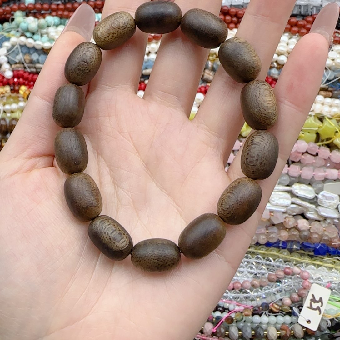 玛瑙/玉髓未镶嵌珠宝半成品沉香枣珠一串10-15