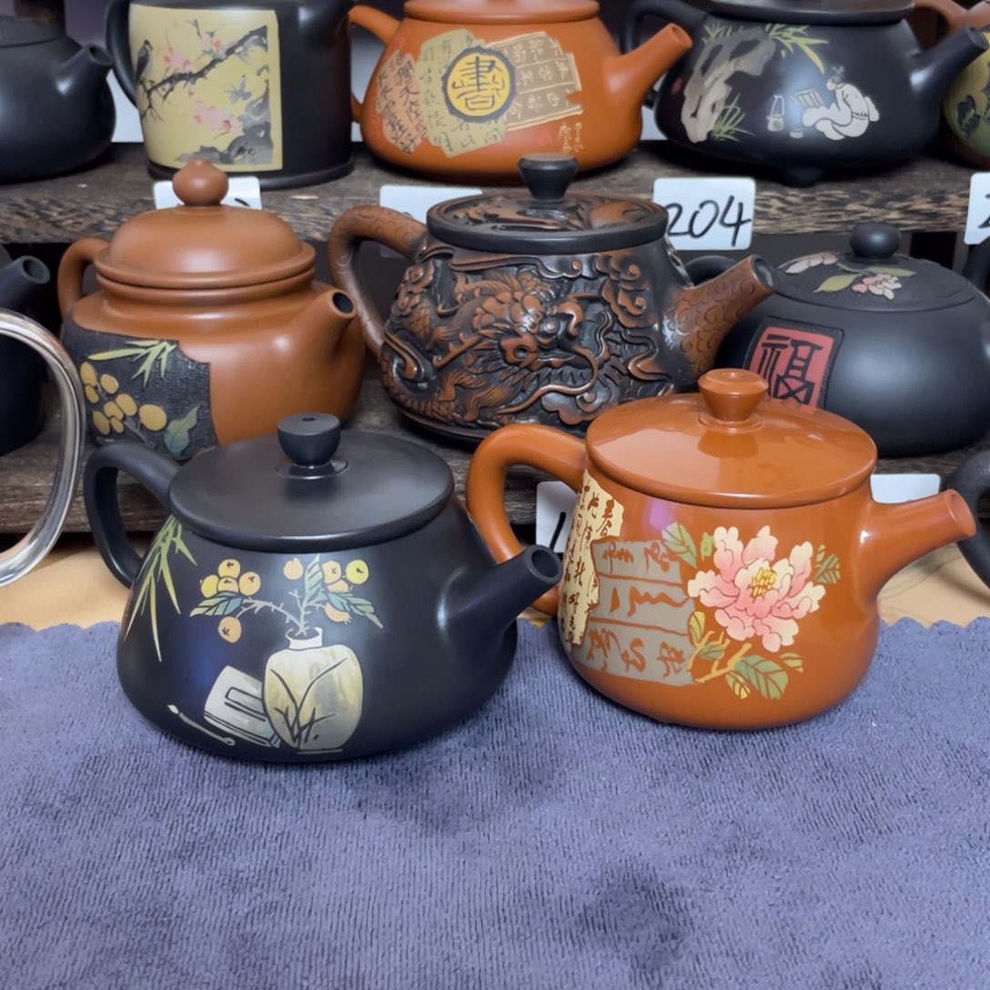 壶香*雨复烧水亮高石瓢+江浩彩填石瓢壶