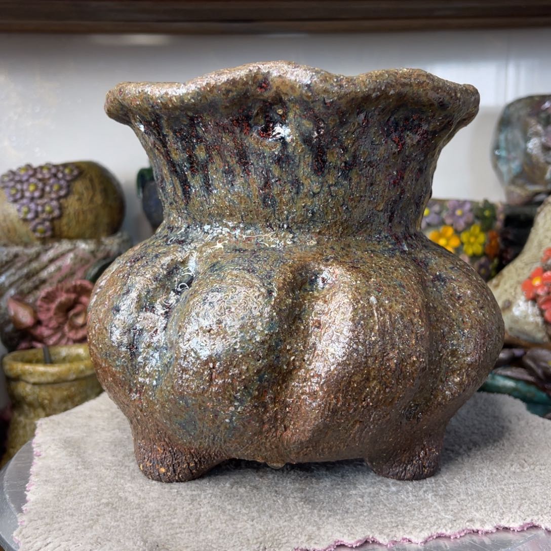 红陶粗砂陶手工花盆