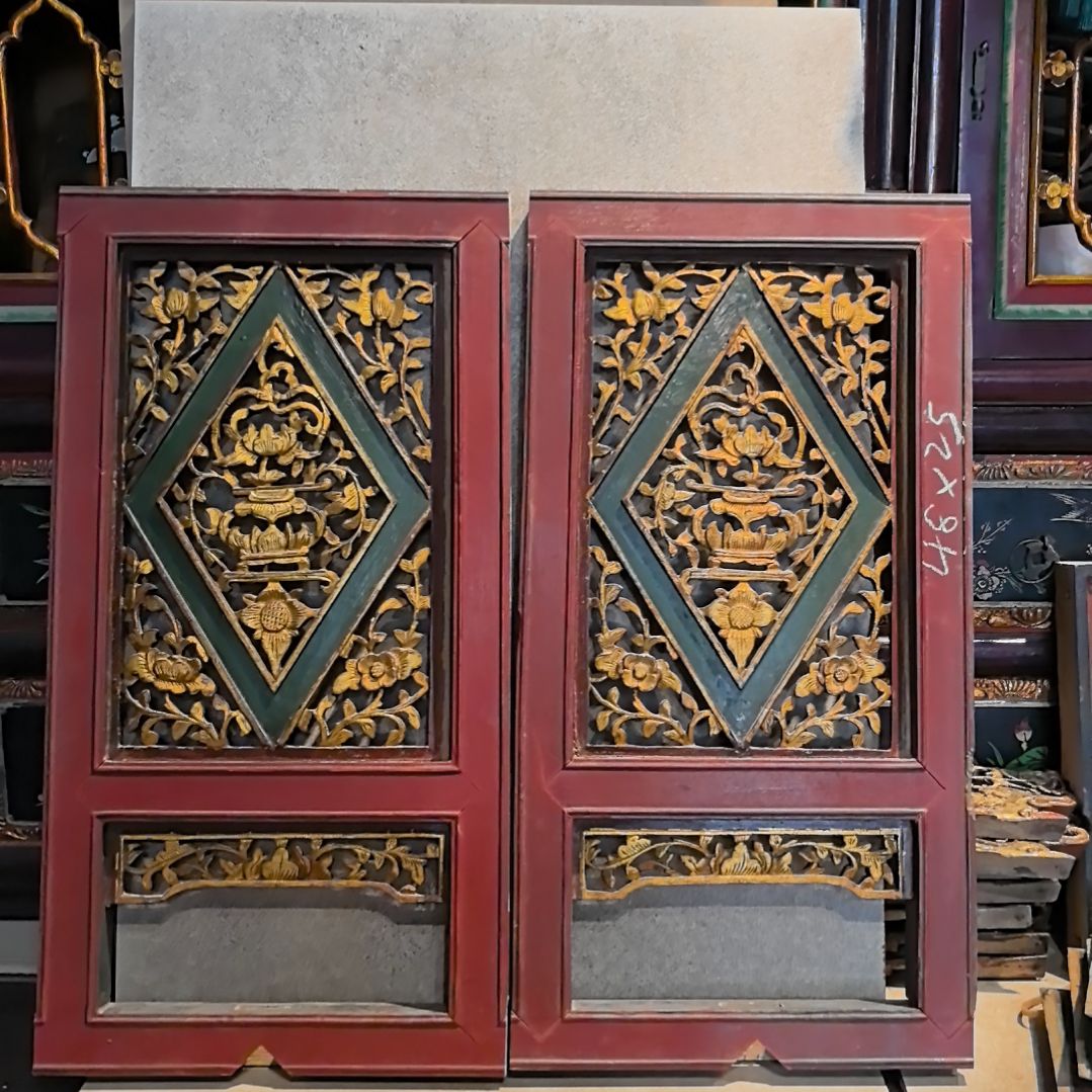 有机玻璃花板一对楠木