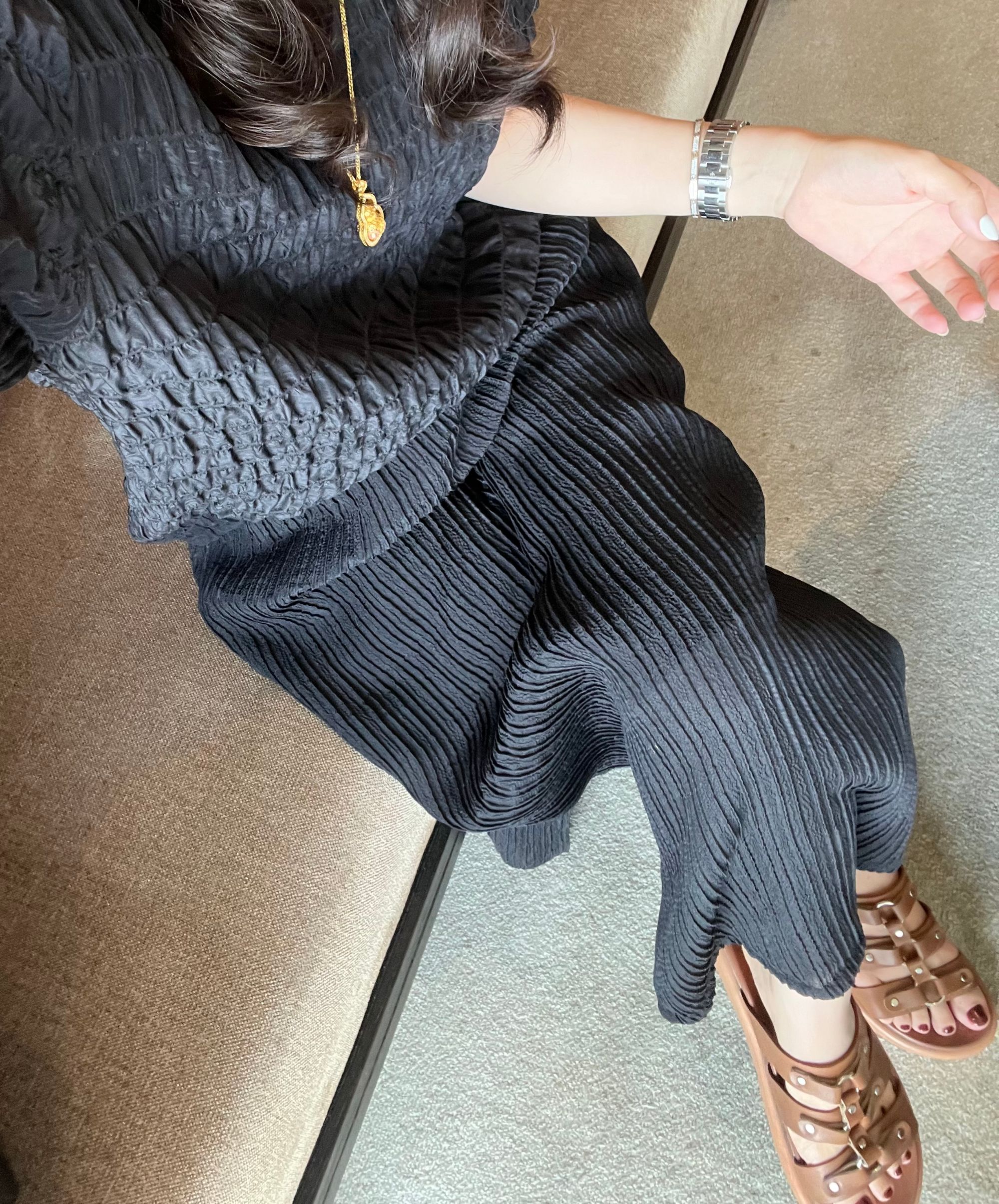 【纯色柔叠皱】CHUN家显瘦气质时尚减龄桑蚕丝半裙