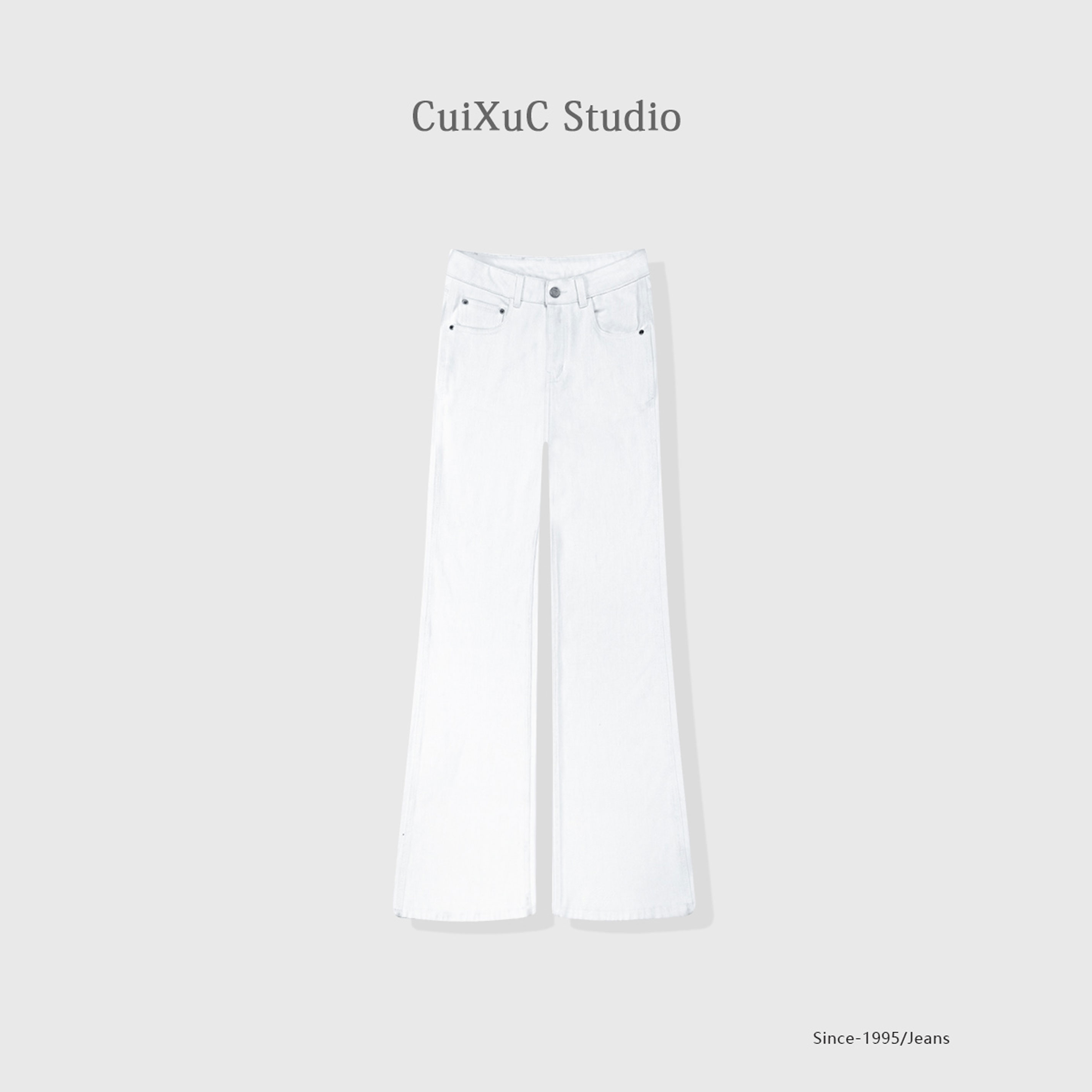 青青【春日恋人】| 2025春夏高级感气质高腰直筒微喇牛仔裤白色