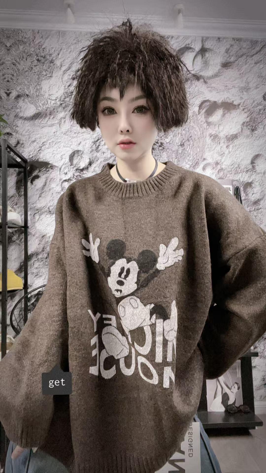【佳老板】“25511”#冬款韩版休闲针织百搭女装卡通圆领毛衣