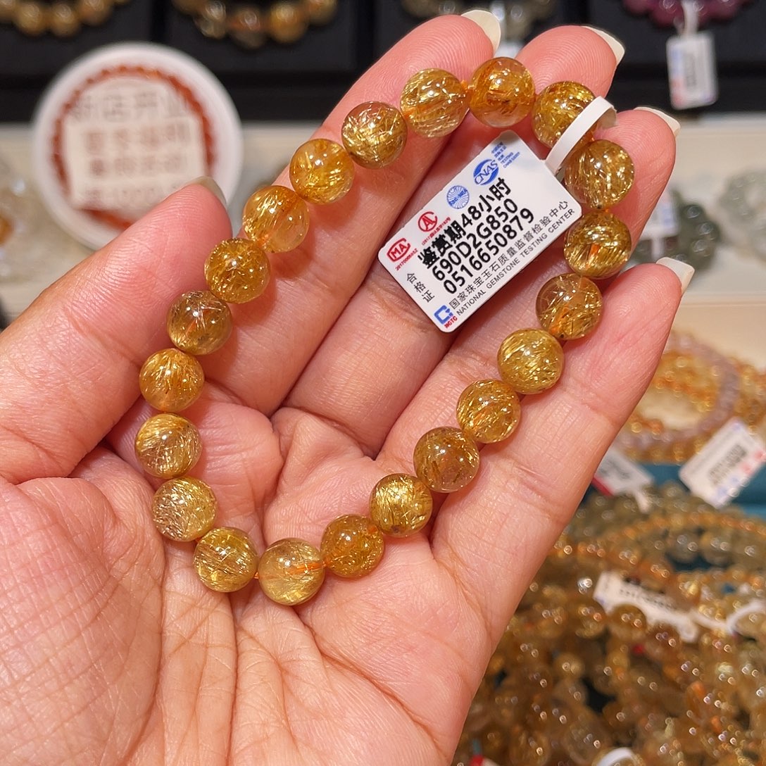 发晶手串未镶嵌金发8.8m