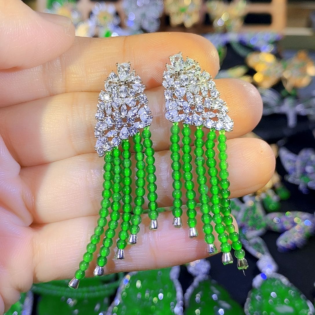 吊坠(不含链)银S925镶嵌翡翠