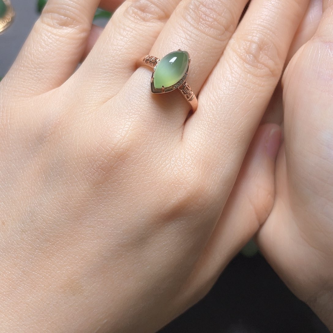 和田玉戒指银S925镶嵌