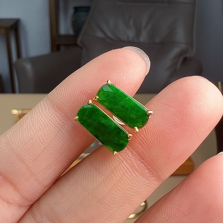 翡翠银S925镶嵌耳饰耳饰