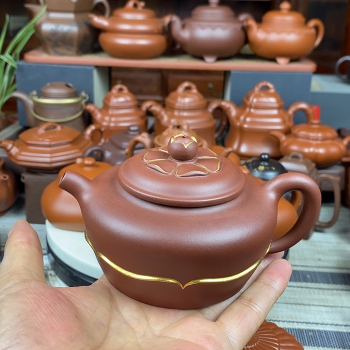 茶壶紫砂莲花260CC原矿黄龙山龙血砂特价