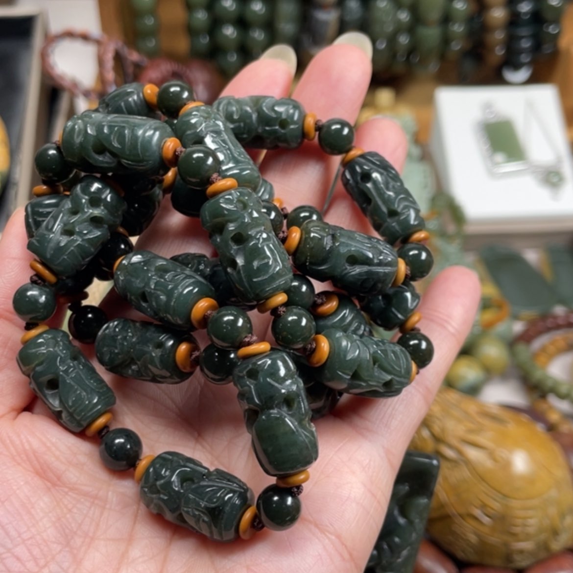 【闪购商品】岫岩老玉（透闪石质玉）项链未镶嵌醉*尘