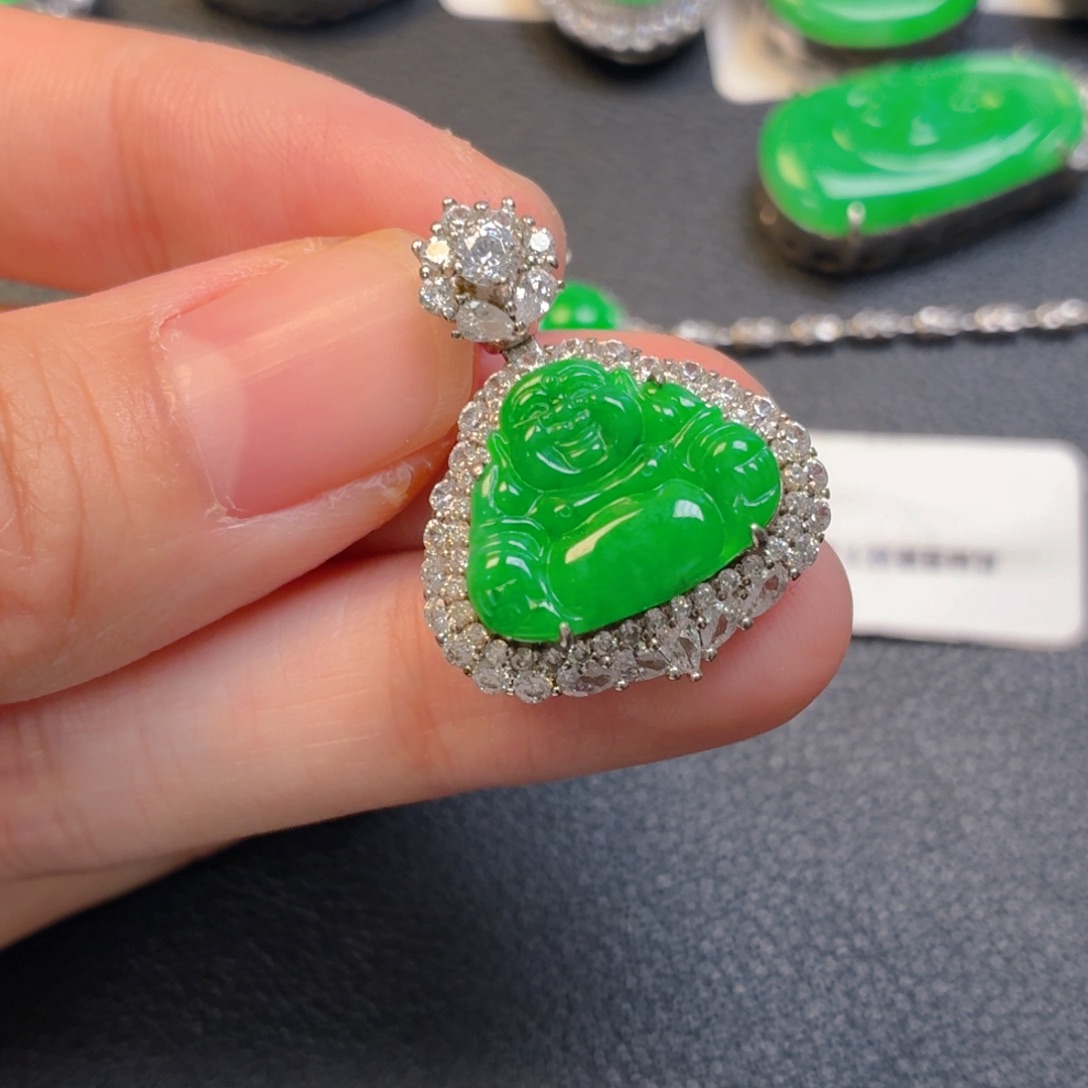 翡翠银S925镶嵌吊坠(不含链)