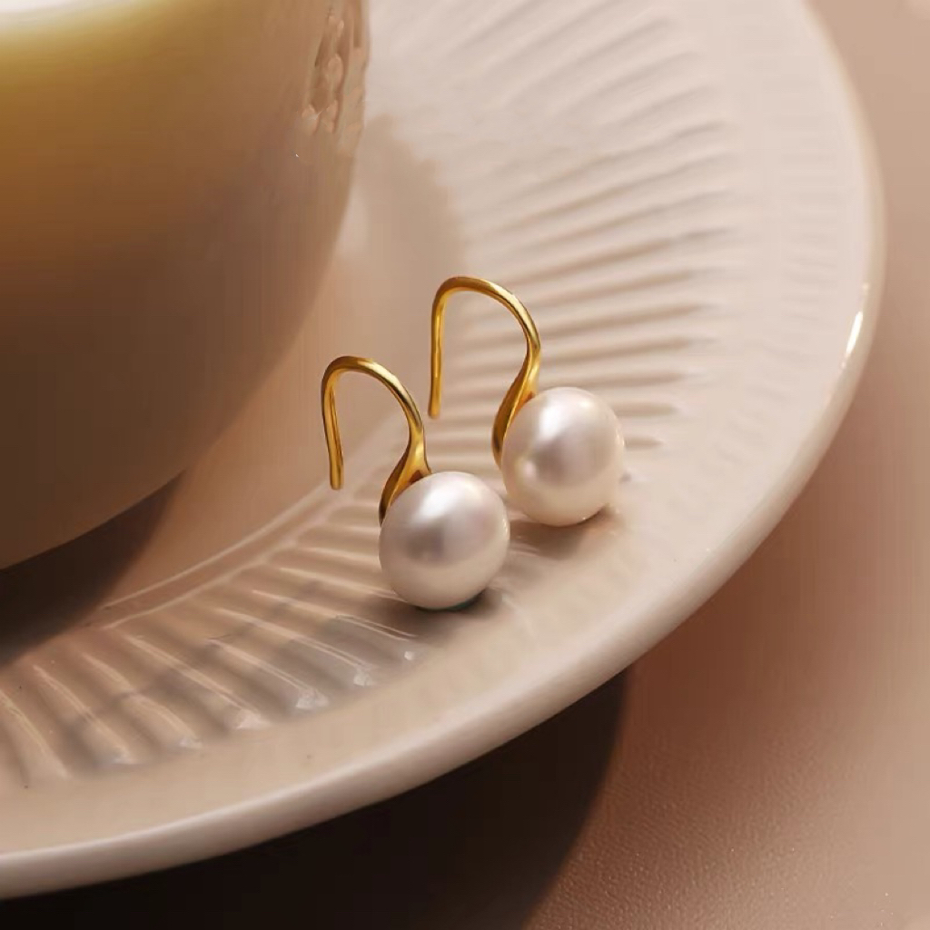 145-天然淡水珍珠高跟鞋款珍珠耳钩时尚高级感耳饰珍珠耳钉