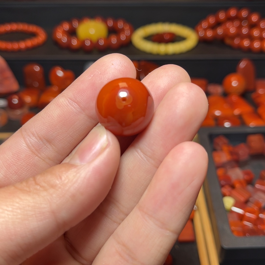 南红玛瑙珠宝奇石未镶嵌D*原矿瓦西单珠18.9mm