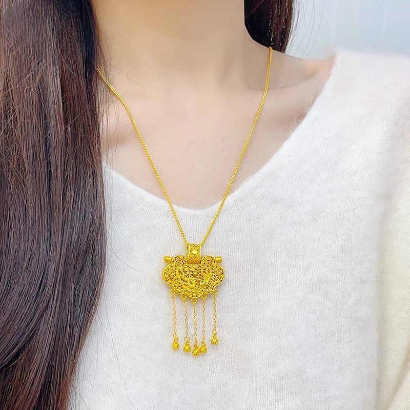 传承花丝镶嵌（天子门生）流苏吊坠龙凤呈祥锁包项链