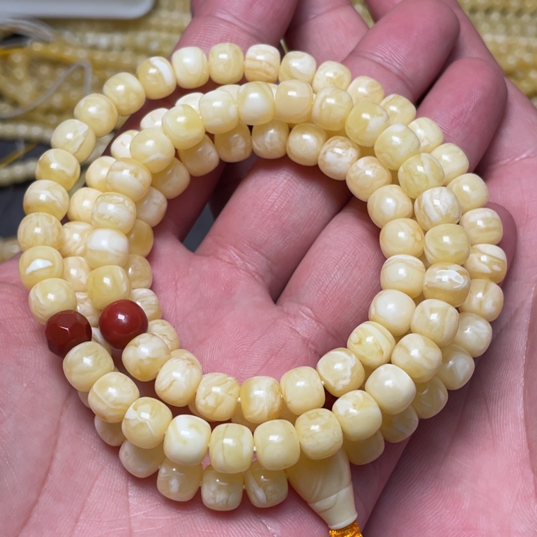 蜜蜡裸石未镶嵌蜜蜡佛珠8mm