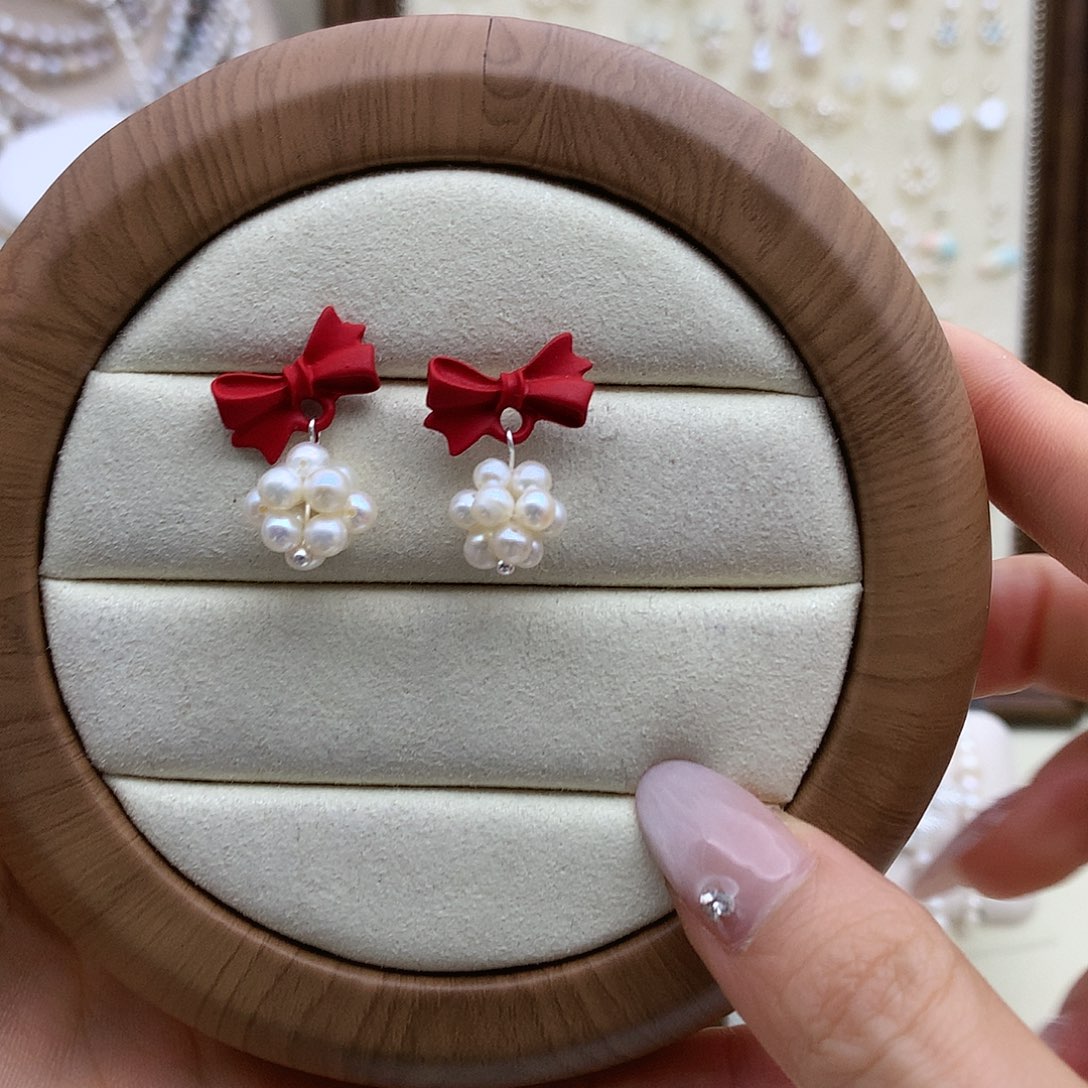 淡水珍珠耳饰银S925镶嵌