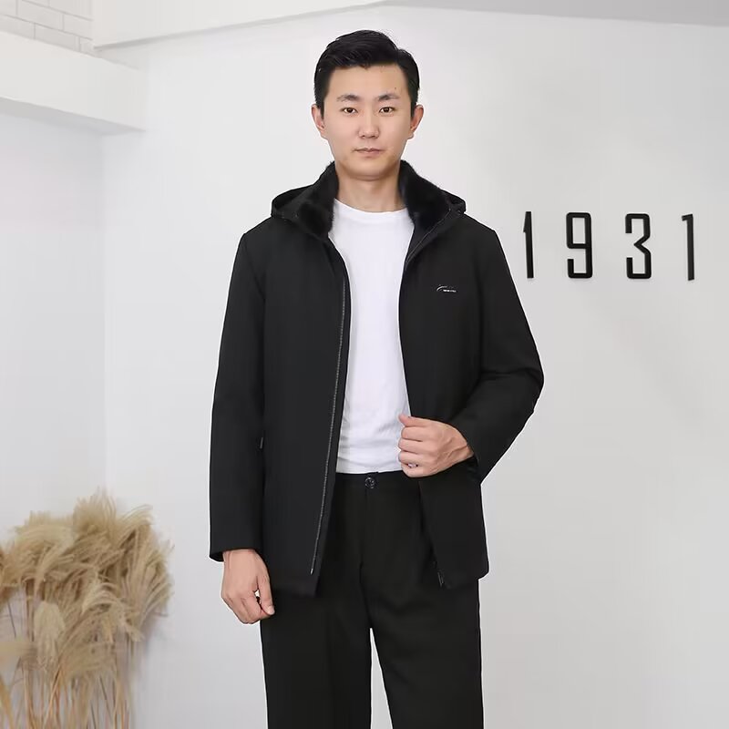 9515男士休闲商务青根貂内胆可拆卸派克服