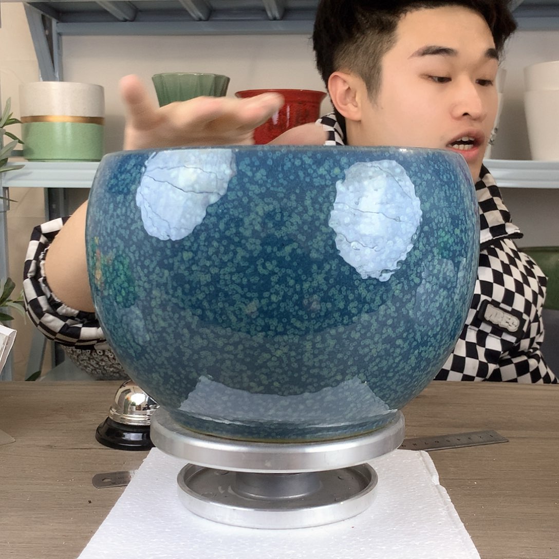 红陶微瑕/青花蓝色20x16一个花盆