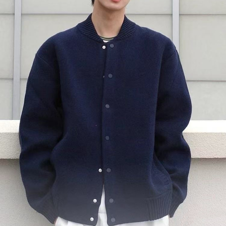 鱼仔仔男士冬季保暖购款羊毛针织外套夹克