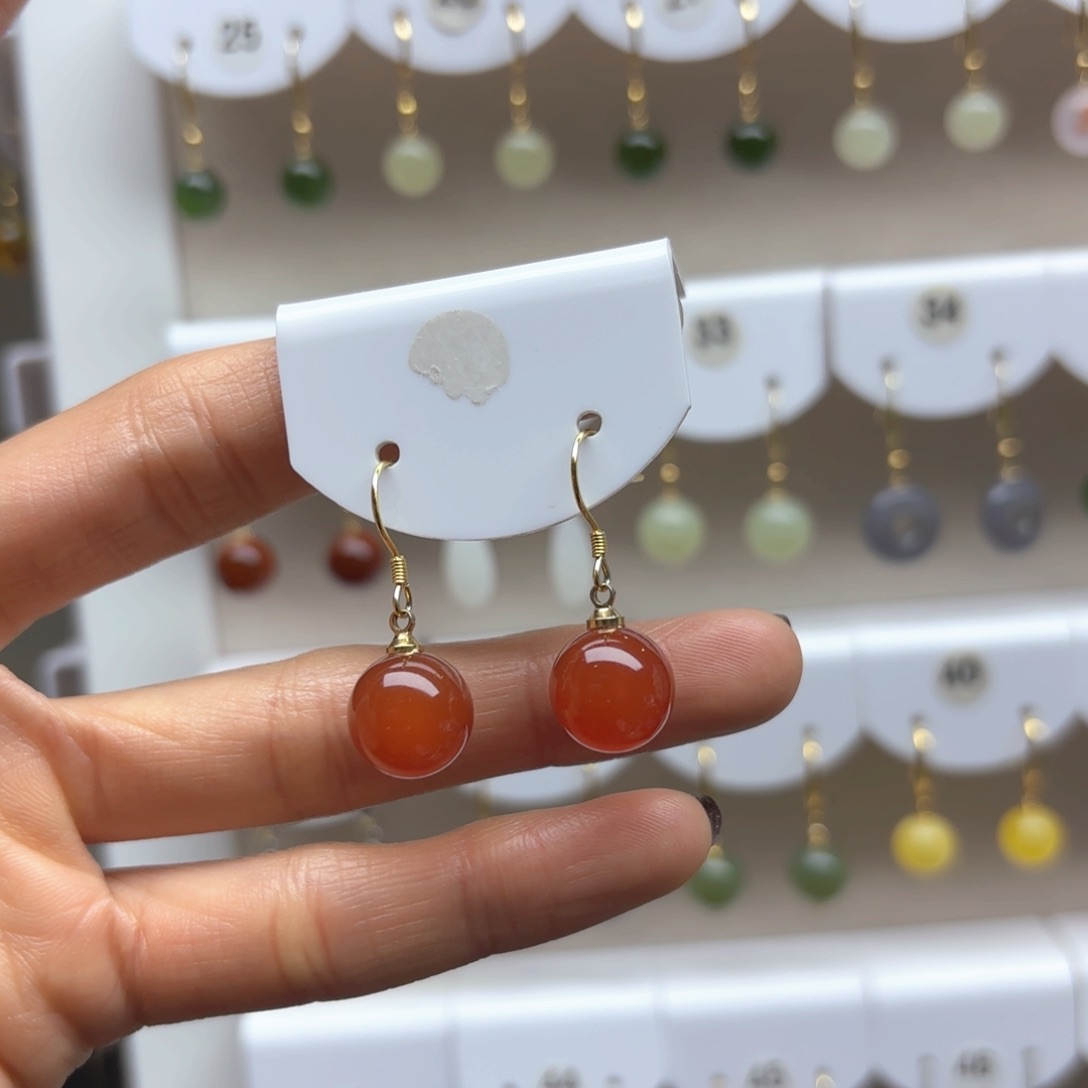 玛瑙/玉髓耳饰银S925镶嵌2