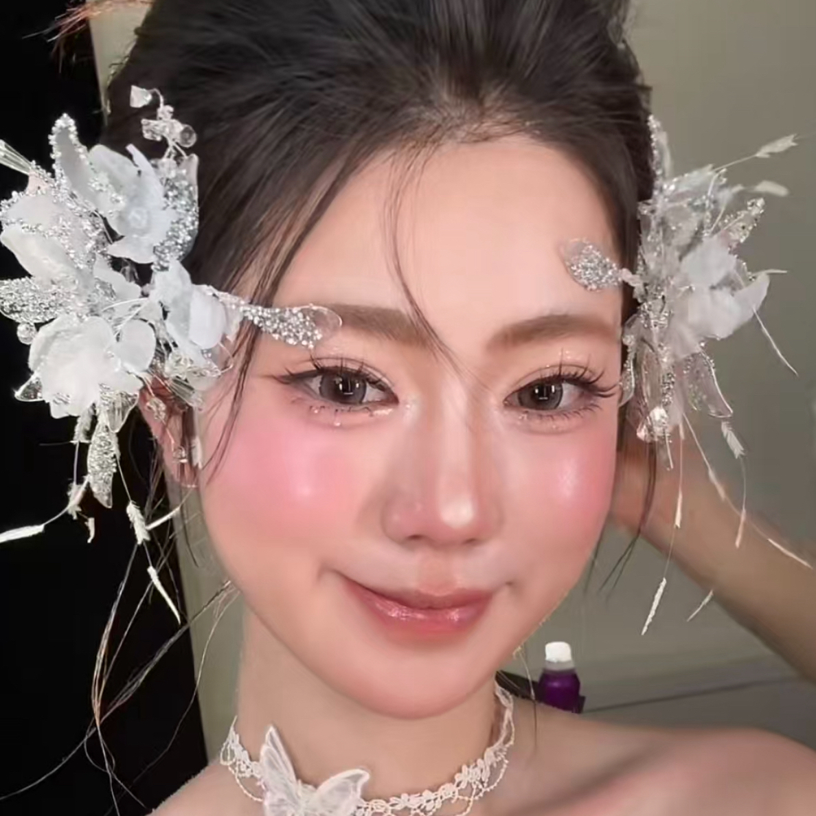 白纱礼服边夹减龄新娘发饰665