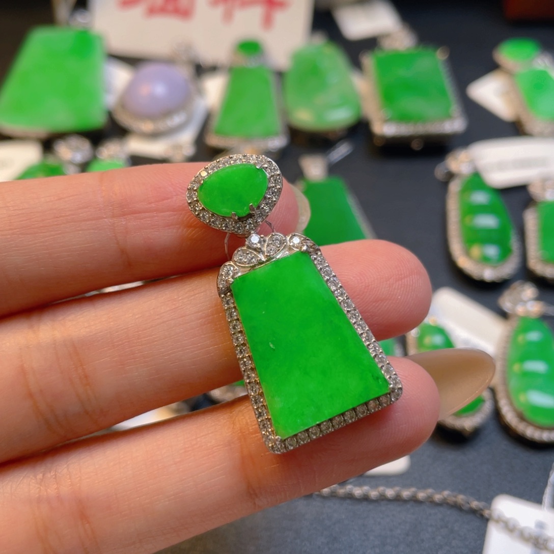 翡翠银S925镶嵌吊坠(不含链)