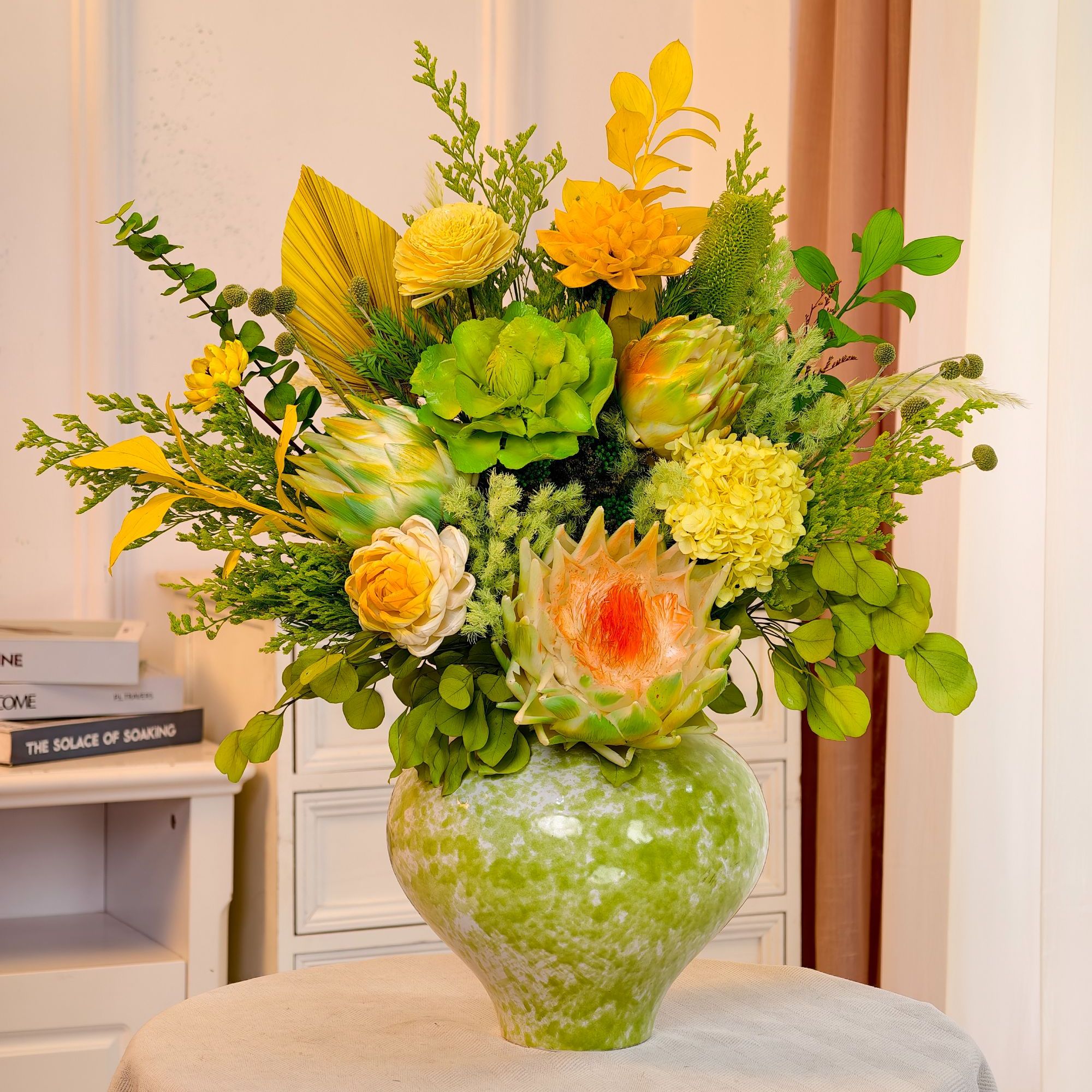 【春日青】高级高定奢花束摆件 客厅玄关 壁龛客厅永生花真花