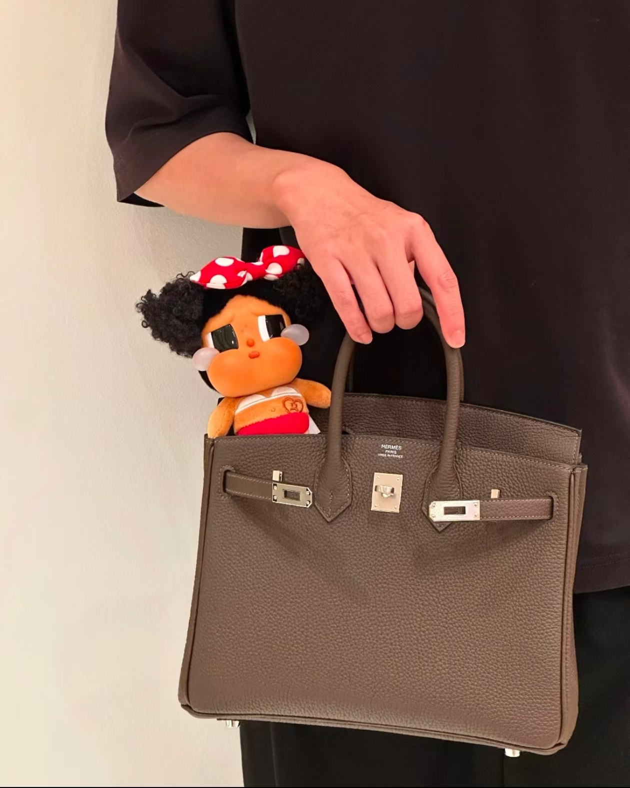 99新 Hermes/爱马仕 蔚蓝/大象灰银扣 Togo皮 birkin25 T刻