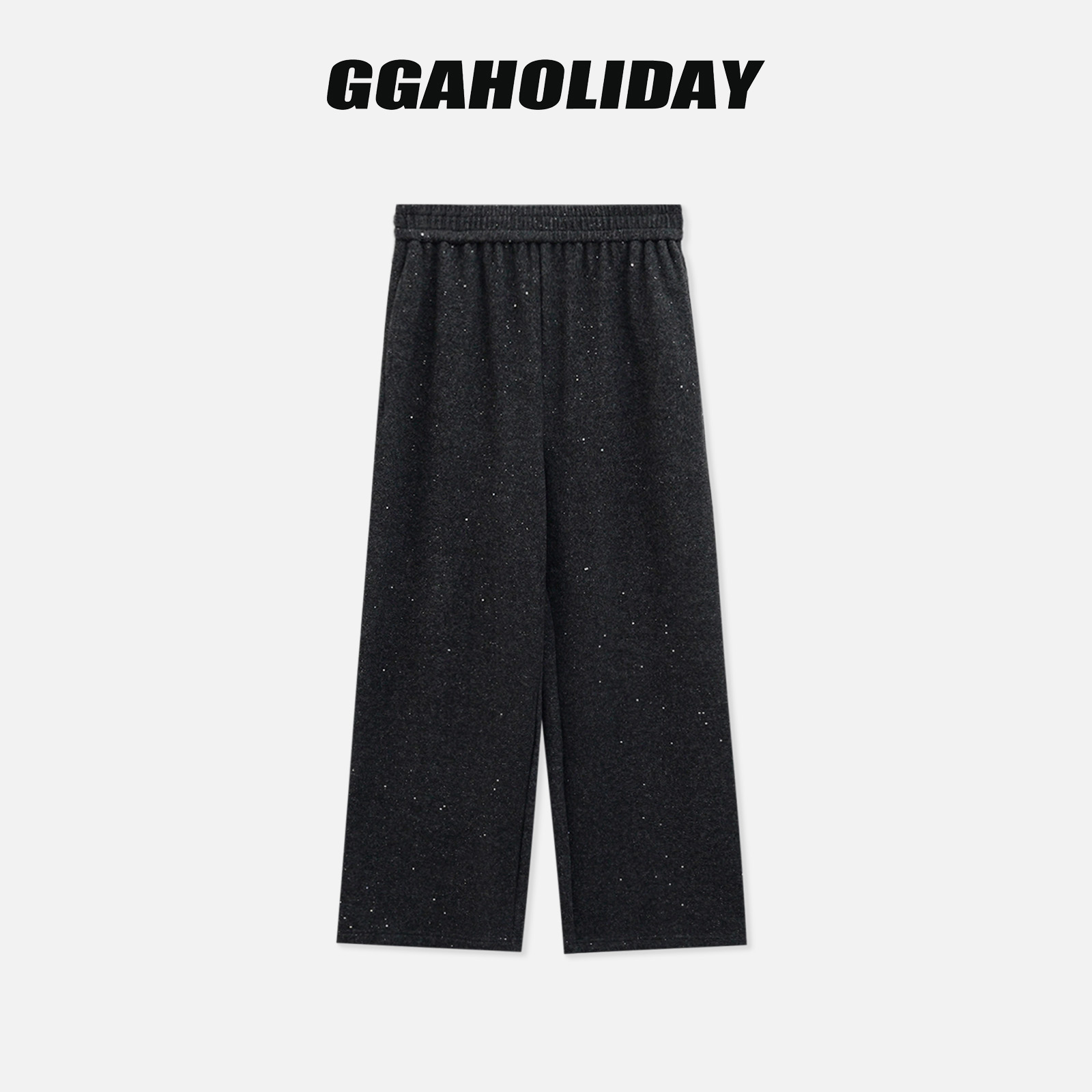 GGAHOLIDAY时尚百搭简约宽松休闲裤秋冬松紧腰毛绒直筒裤-154202