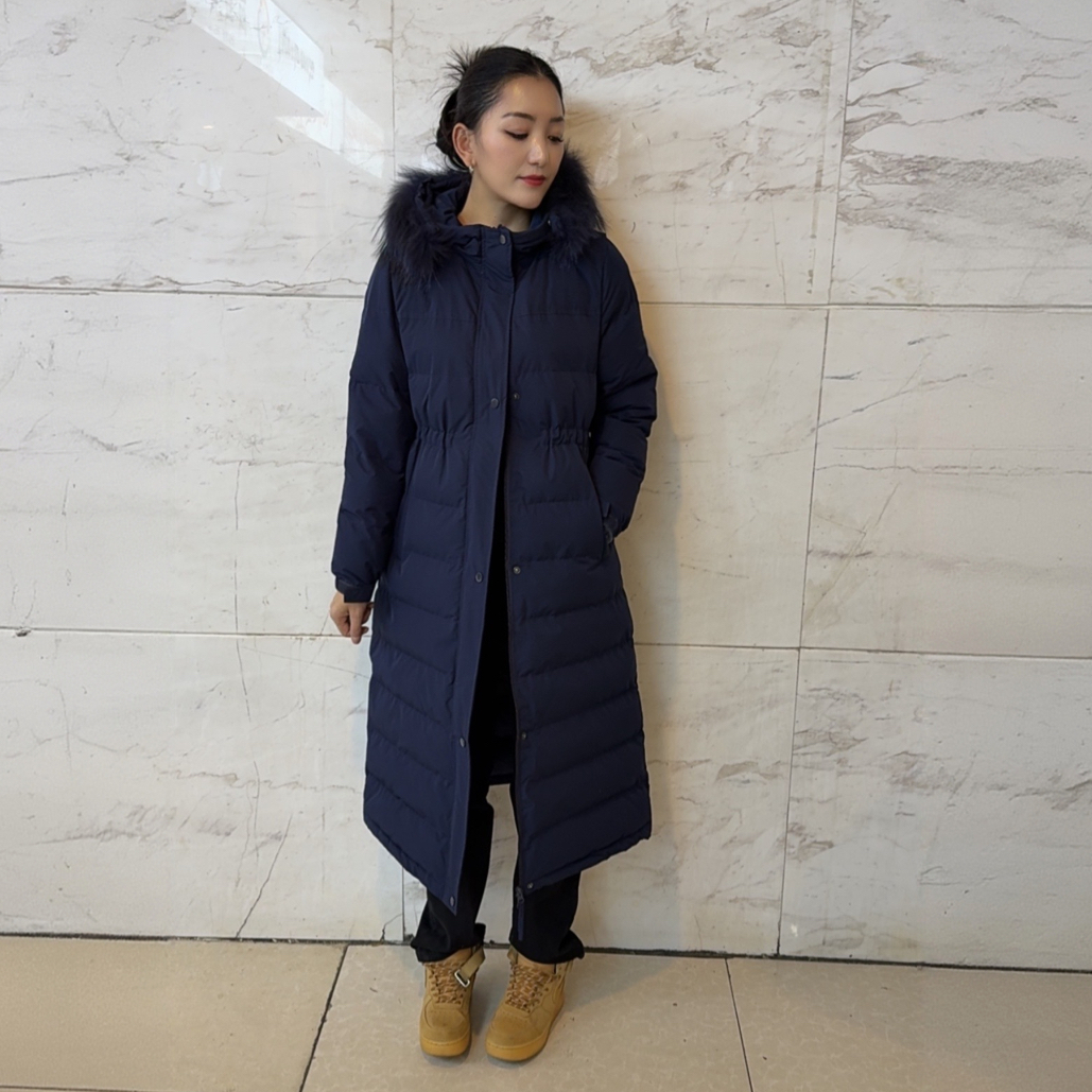 长款连帽收腰外套 毛领可以取