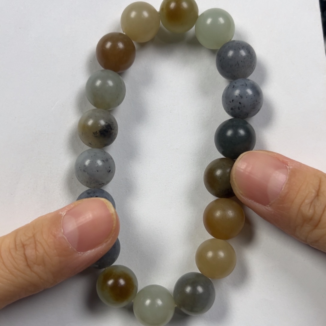 和田玉手链未镶嵌卡12圆珠