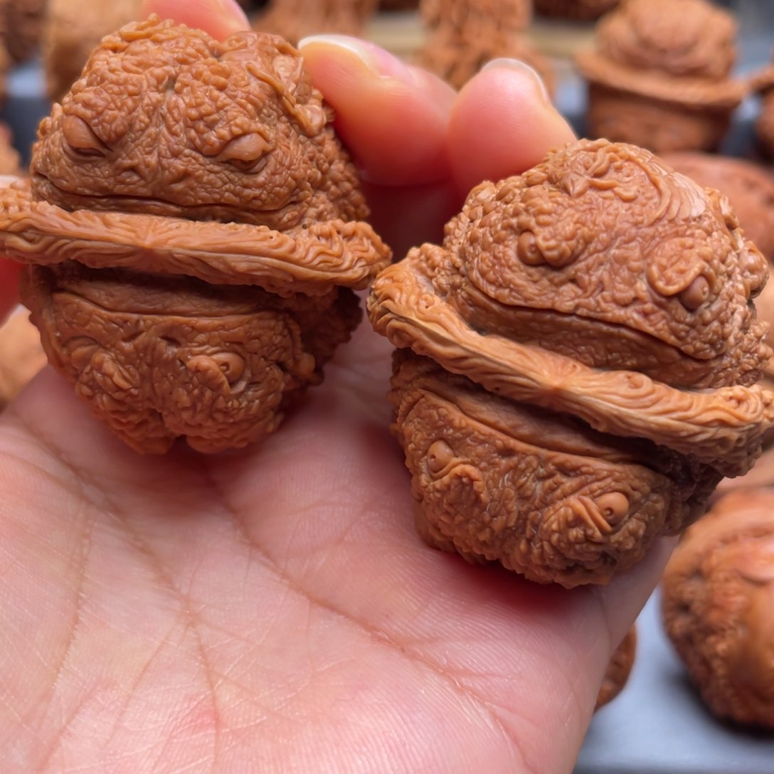 手串/手链核桃痞**?龙凤金蝉蛤蟆头核桃雕刻