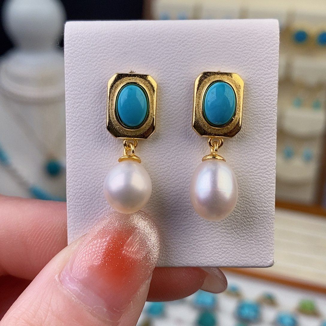 绿松石银S925镶嵌戒指