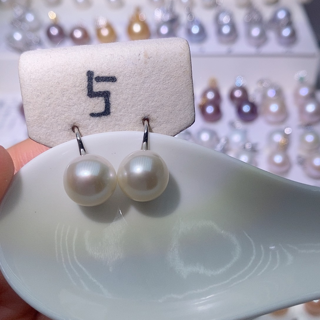 淡水珍珠耳饰银S925镶嵌尺寸10/11毫米