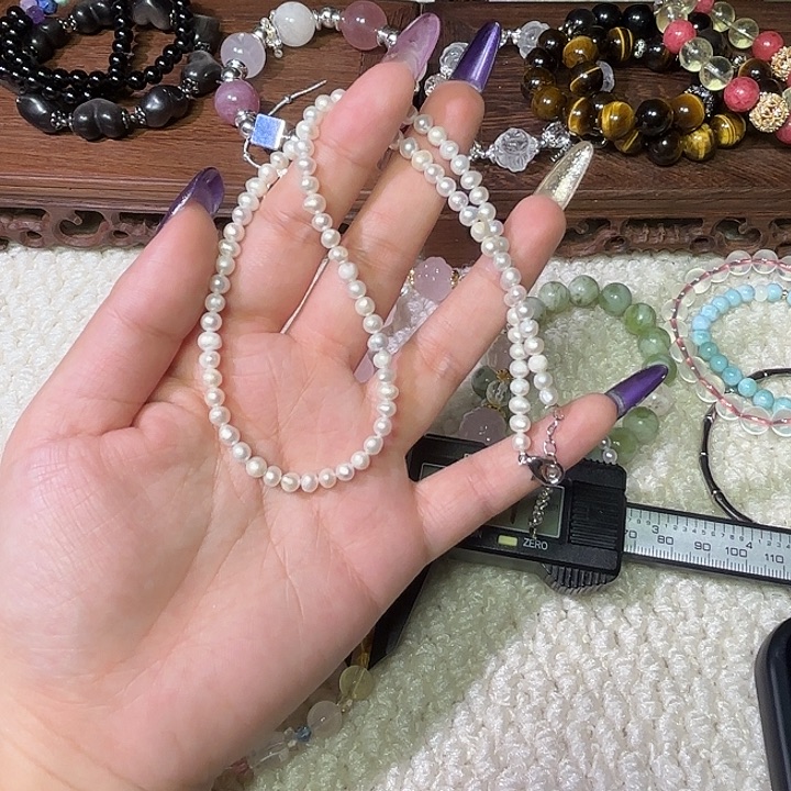 颈饰银S925镶嵌淡水珍珠