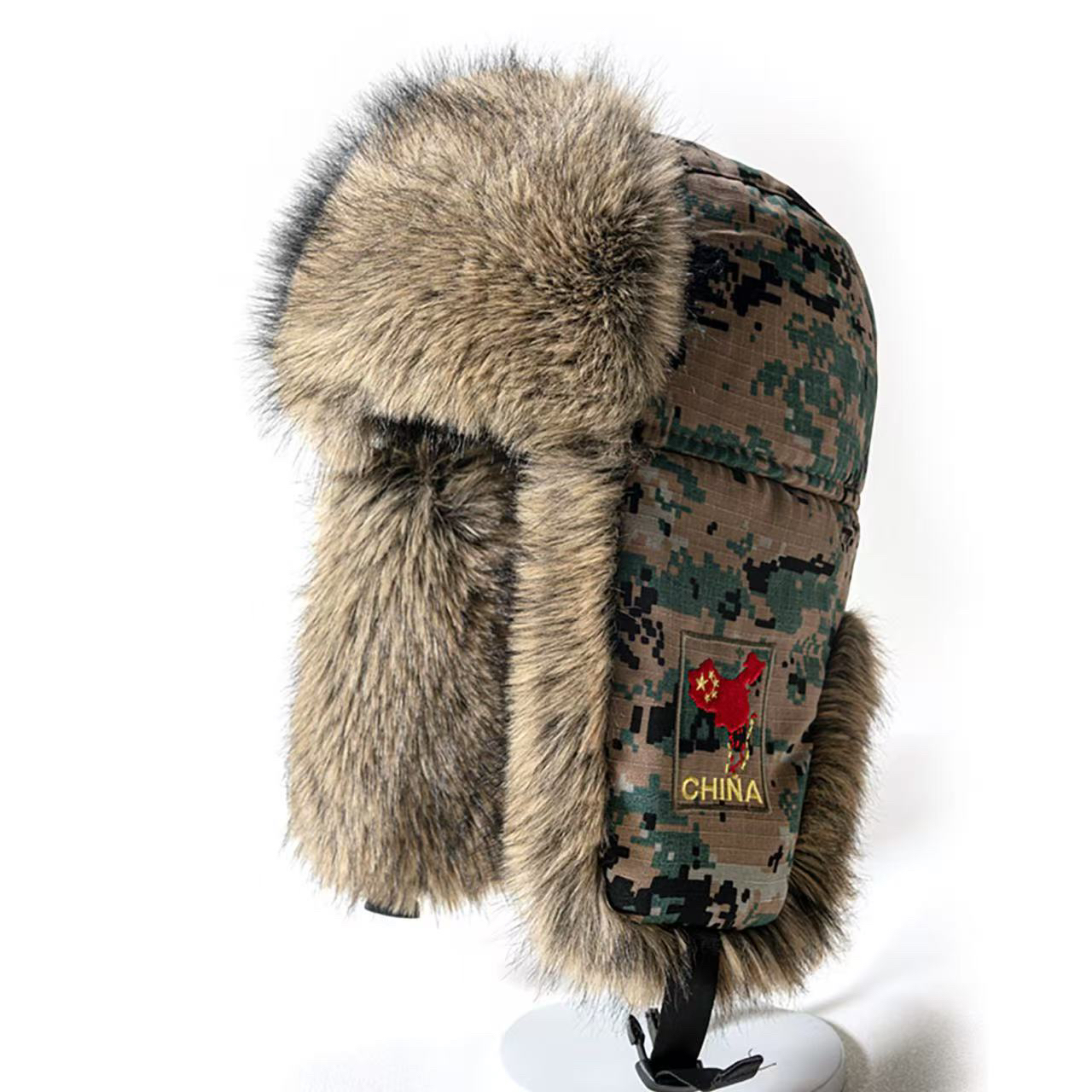 （56-59头围）2025冬季新款迷彩国风加绒加厚男女同款雷锋帽