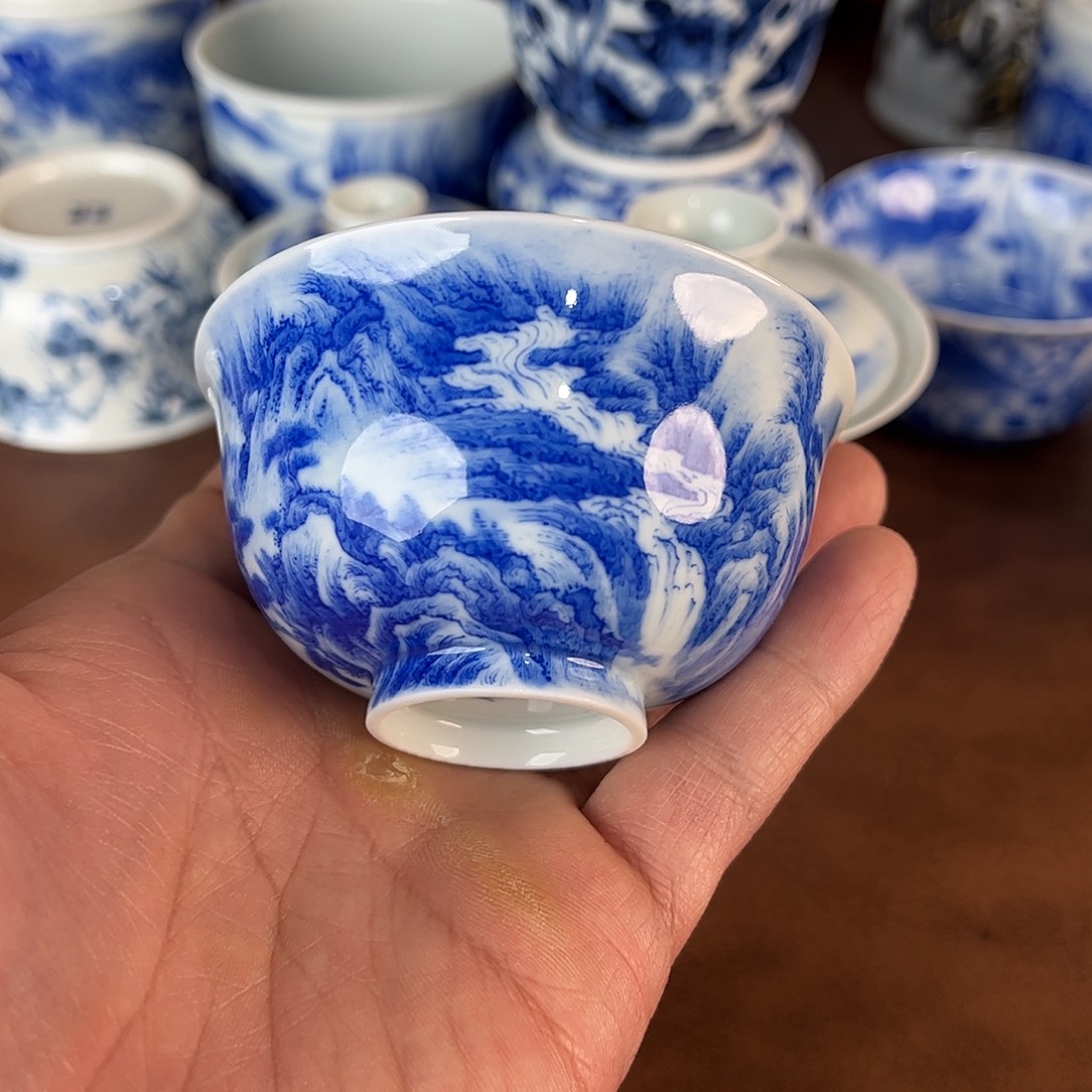 蒹***葭瓷片景德镇全手工手绘陶瓷