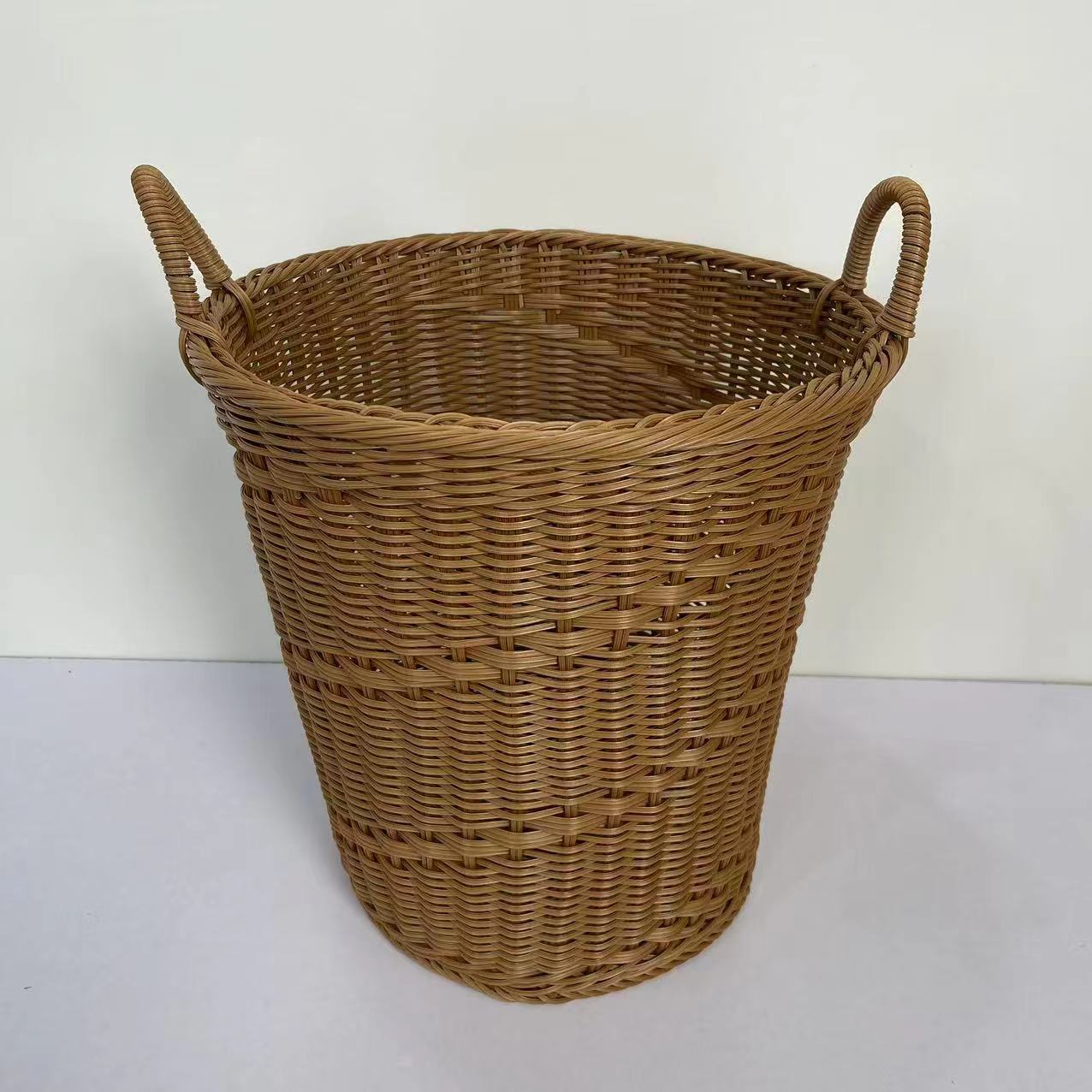 编织收纳筐仿藤编收纳筐圆形简约脏衣篮F5