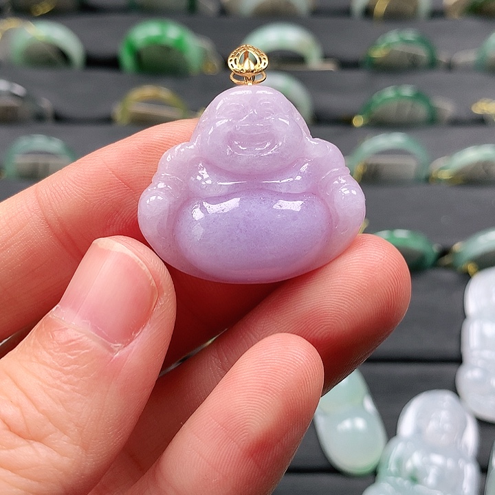 翡翠颈饰18K金镶嵌佛公