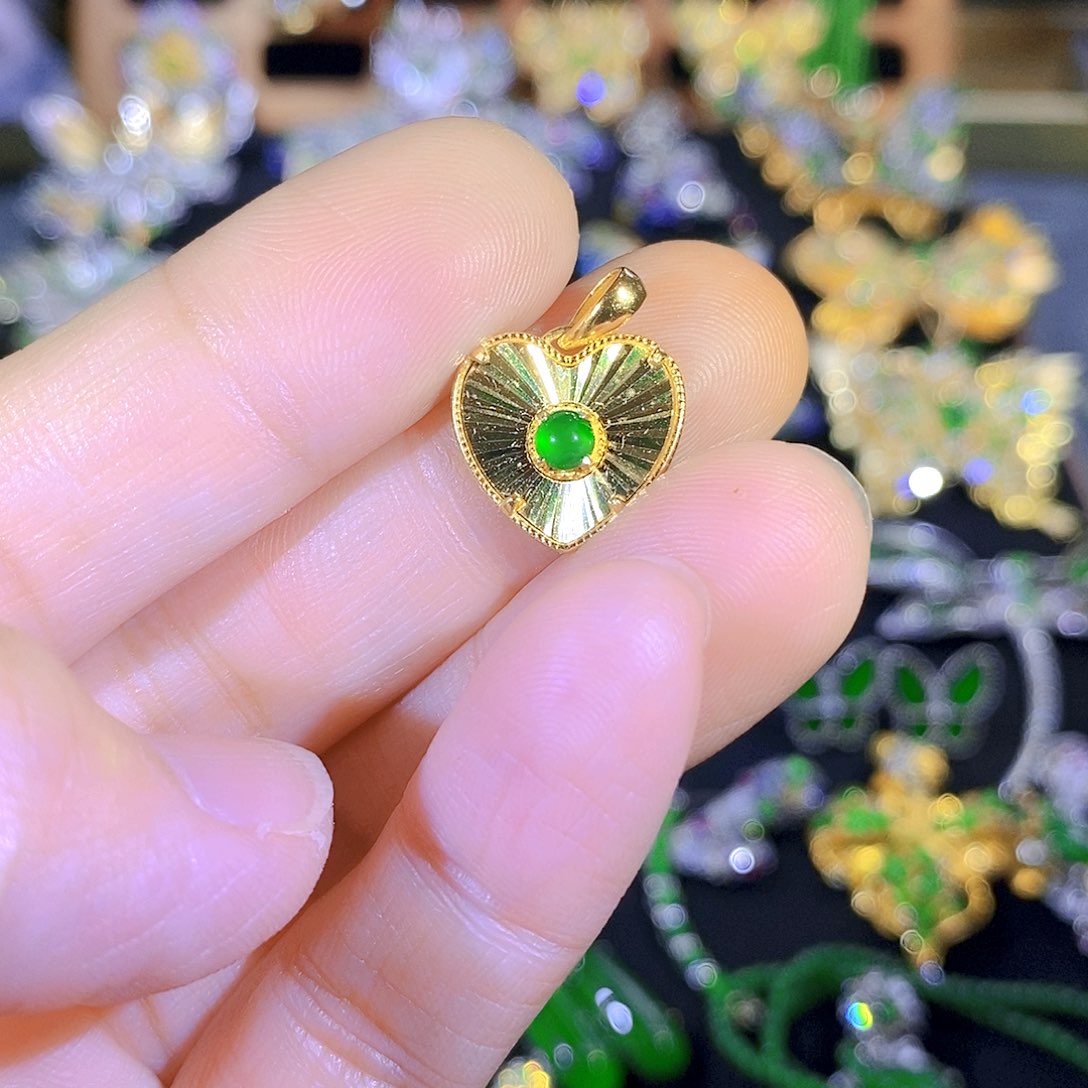 吊坠(不含链)银S925镶嵌翡翠