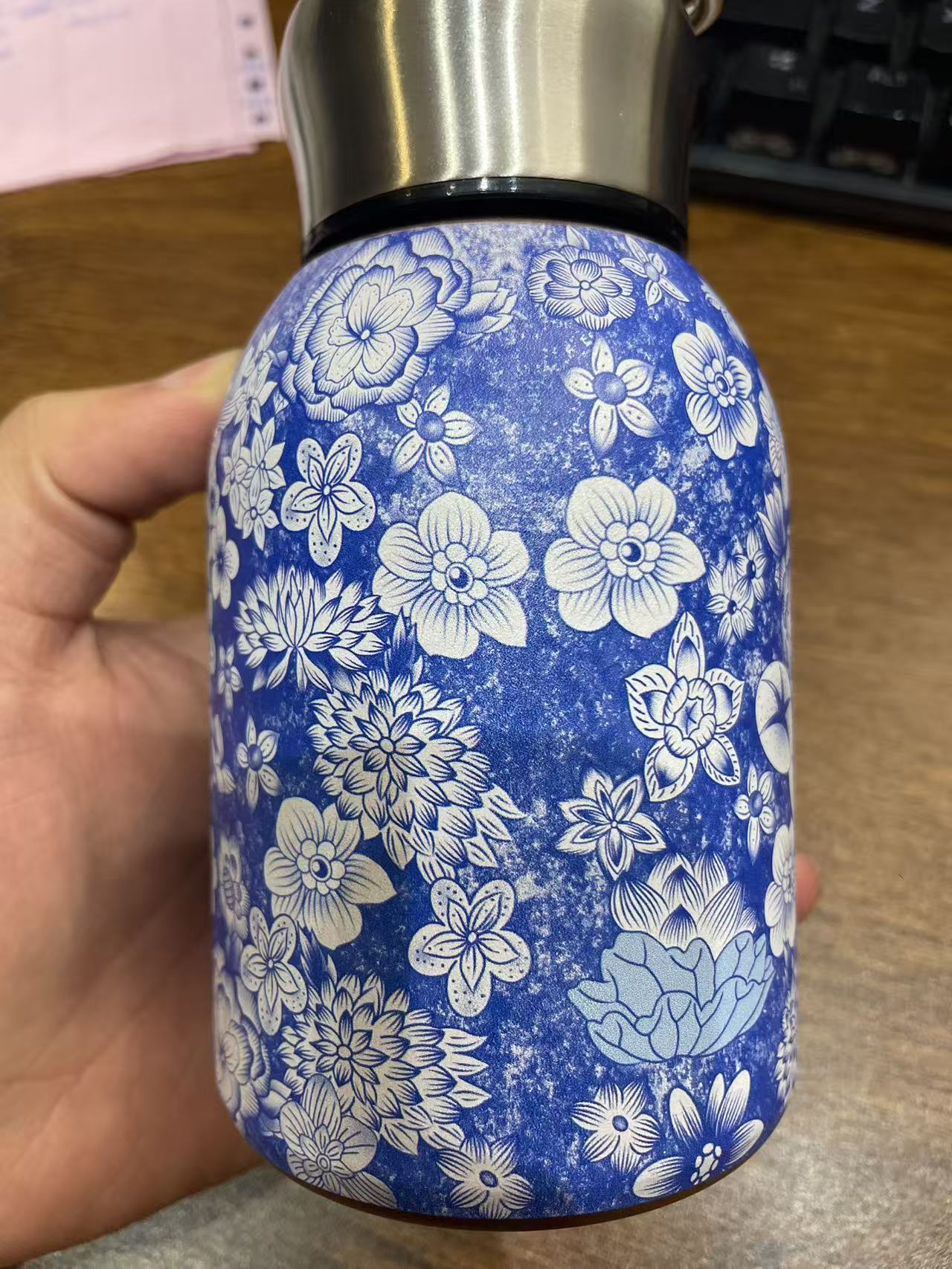 JS0005青花保温杯青花瓷复古蓝色家用高档水杯一一个