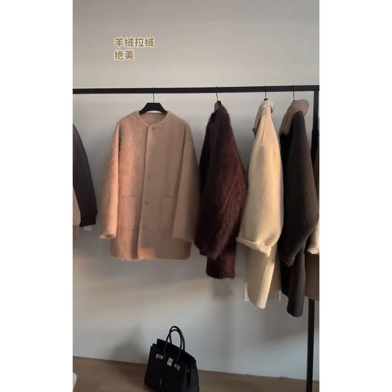 【LEILEI】圆领时尚百搭冬季中长款羊绒大衣常规秋冬外套