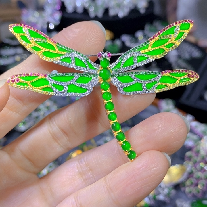 翡翠戒指银S925镶嵌天然翡翠